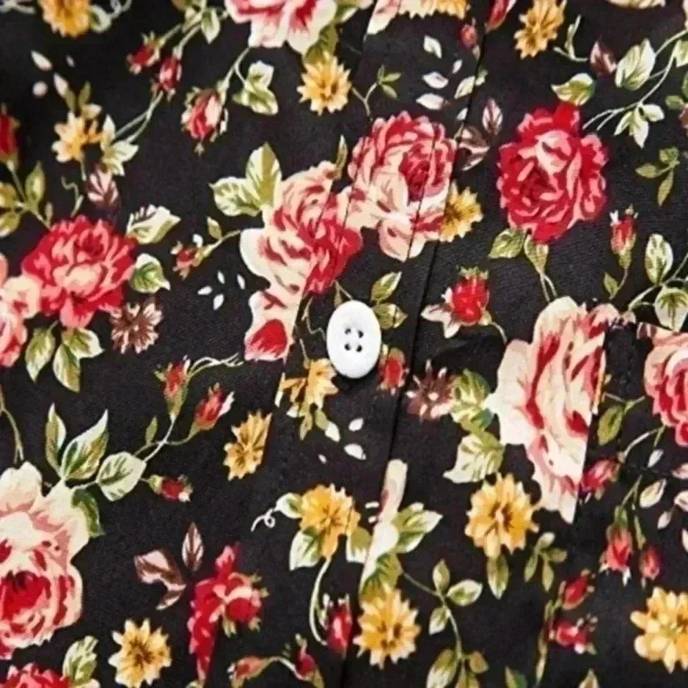 Men’s Short Sleeve Button Down Floral Hawaiian Shirt - Picture 3 of 3
